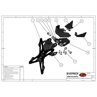 EVOTECH SUPPORT DE PLAQUE D'IMMATRICULATION KTM 950/990 SUPERMOTO 09-