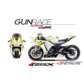 RSX kit déco racing HONDA CBR1000 GUNRACE base blanc 08-11