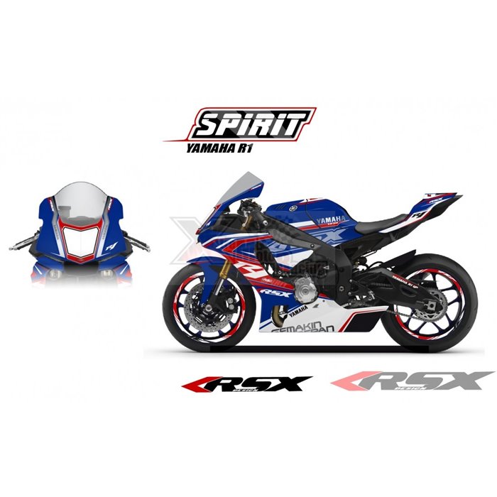 RSX kit déco racing YAMAHA R1 SPIRIT base noir15-