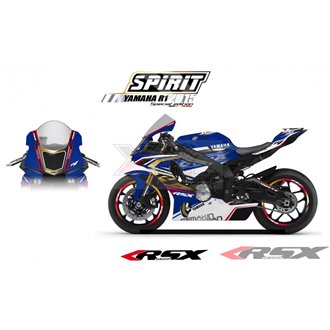 RSX kit déco racing YAMAHA R1 SPIRIT Metal base bleu 15-