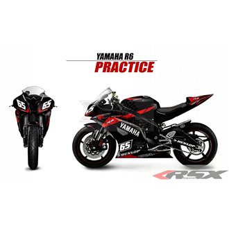 RSX kit déco racing YAMAHA R6 PRACTICE base noir 08-