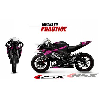 RSX kit déco racing YAMAHA R6 PRACTICE base noir 08-