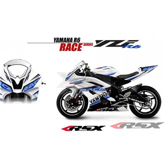RSX kit déco racing YAMAHA R6 RACE base blanc 08-