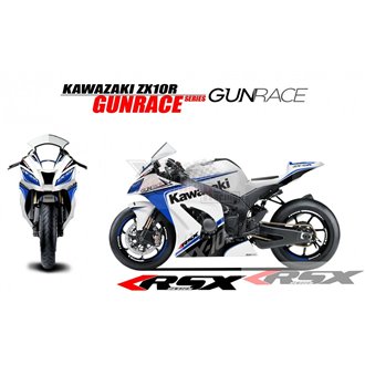 RSX kit déco racing KAWASAKI ZX10R GUNRACE base blanc 11-