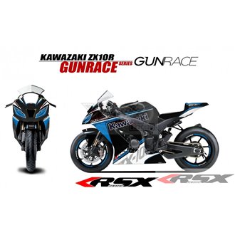 RSX kit déco racing KAWASAKI ZX10R GUNRACE base noir 11-