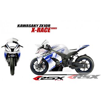 RSX kit déco racing KAWASAKI ZX10R X-RACE base blanc 11-