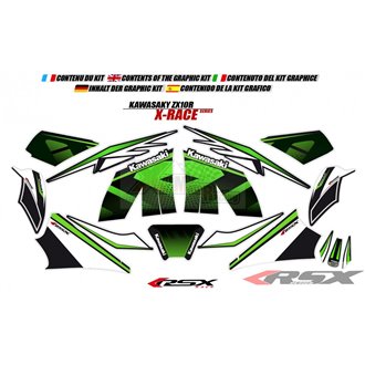 RSX kit déco racing KAWASAKI ZX10R X-RACE base noir 11-