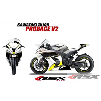 RSX kit déco racing KAWASAKI ZX10R PRORACE base blanc V2 11-