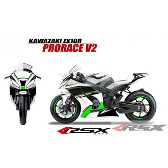 RSX kit déco racing KAWASAKI ZX10R PRORACE base blanc V2 11-
