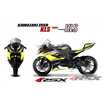 RSX kit déco racing KAWASAKI ZX6R KLS base noir13-