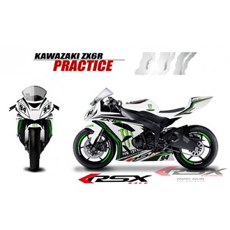 RSX kit déco racing KAWASAKI ZX6R PRACTICE 09-12